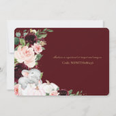 Bourgondië Bloemenpompoen Olifant Baby shower in Kaart (Achterkant)