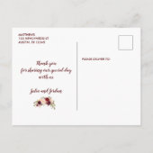 Bourgondië Bloemrijke Chic Foto Trouw Dank Je Aankondigingskaart (Achterkant)