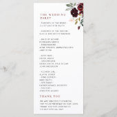 Bourgondië & blos bloemenbruiloft programma programmakaart (Achterkant)