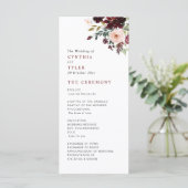 Bourgondië & blos bloemenbruiloft programma programmakaart (Staand voorkant)