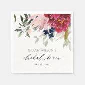 Bourgondië Blush Blauwe Bloem Boeket Bruiloft Servet (Voorkant)