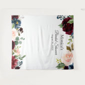 Bourgondië Blush Blauwe Bloem Bruiloft Feest Achte Wandkleed (Voorkant (horizontaal))