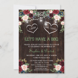 Bourgondië Blush Bloem Lichtjes Houten I DO BBQ Kaart