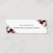 Bourgondië Blush Bloemen Bruidsregister Kaart Mini Mini Visitekaartje (Voorkant)