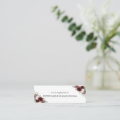 Bourgondië Blush Bloemen Bruidsregister Kaart Mini Mini Visitekaartje (Staand voorkant)