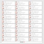 Bourgondië Blush Bloemen Bruiloft Gast Adresetiket Sticker (Vel)