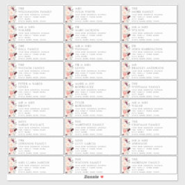 Bourgondië Blush Bloemen Bruiloft Gast Adresetiket Sticker