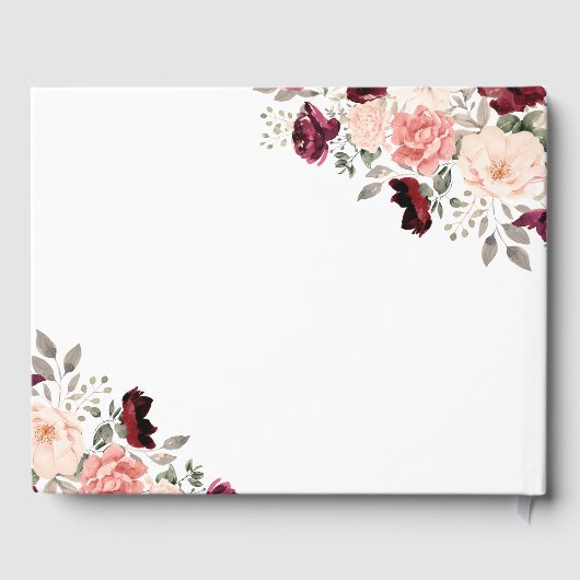  Bourgondië Blush Bloemen Bruiloft Gastenboek (Achterkant)