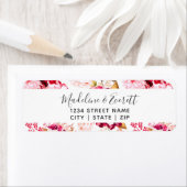 Bourgondië & Blush Bloemen Bruiloft Retouradres Etiket (Insitu)