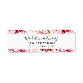 Bourgondië & Blush Bloemen Bruiloft Retouradres Etiket