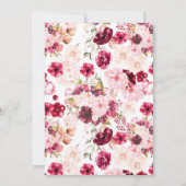 Bourgondië & Blush Bloemen Drop Bruiloft Uitnodigi Kaart (Achterkant)