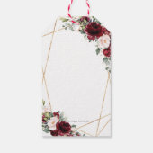 Bourgondië Blush Bloemen Goud Favor Dank u Cadeaulabel (Achterkant)