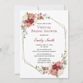 Bourgondië Blush Bloemen Goud | Virtueel Vrijgezel Kaart