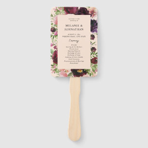Bourgondië & Blush Bloemen Huwelijksceremonie Prog Handwaaier