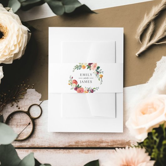 Bourgondië Blush Bloemen krans Bruiloft Monogram Uitnodigingen Wikkel