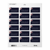 Bourgondië Blush Bloemen Navy Bruiloft Retouradres Etiket (Full Sheet)