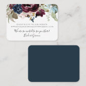 Bourgondië Blush Bloemen Navy Elegant Foliage Brui Visitekaartje (Voorkant / Achterkant)