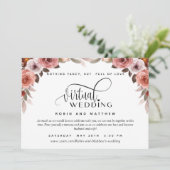 Bourgondië Blush Bloemen, online virtuele bruiloft Kaart (Staand voorkant)