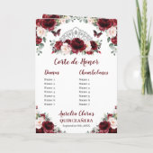 Bourgondië Blush Bloemen Quinceañera Evenementenor Programma (Achterkant)