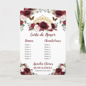 Bourgondië Blush Bloemen Quinceañera Evenementenor Programma (Achterkant)