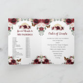 Bourgondië Blush Bloemen Quinceañera Evenementenor Programma (Binnen)