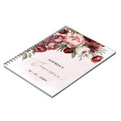 Bourgondië Blush Bloemen Quinceañera Gastenboek Notitieboek (Linkerzijde)