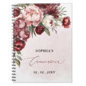Bourgondië Blush Bloemen Quinceañera Gastenboek Notitieboek (Voorkant)