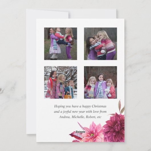 Bourgondië & Blush Bloemen Thanksgiving Fotocollag Feestdagenkaart (Achterkant)