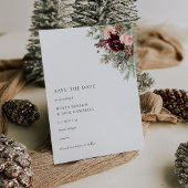 Bourgondië Blush Bloemen Winter Bruiloft Save the Kaart