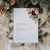 Bourgondië Blush Bloemen Winter Bruiloft Save the Kaart