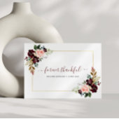 Bourgondië Blush bloemenbruiloft bedankje Bedankkaart