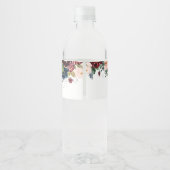Bourgondië & Blush bloemenbruiloft Waterfles Etiket (Achterkant)
