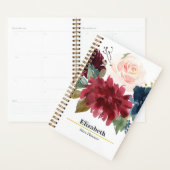 Bourgondië Blush Boho Boeket Jaarlijks Maandelijks Planner (Display)