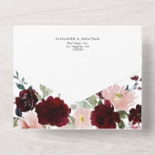 Bourgondië Blush Bordo Bloemen Bruiloft Details RS All In One Uitnodiging (Achterkant)