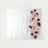 Bourgondië Blush Bruiloft Achtergrond Wandkleed (Voorkant (horizontaal))