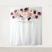 Bourgondië Blush Bruiloft Achtergrond Wandkleed (Voorkant)