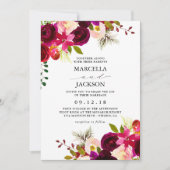 Bourgondië & Blush bruiloft Kaart (Voorkant)