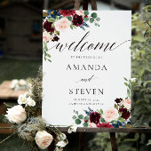 Bourgondië Blush Bruiloft Welkomstbord Poster