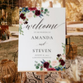 Bourgondië Blush Bruiloft Welkomstbord Poster