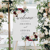 Bourgondië Blush Bruiloft Welkomstbord Poster