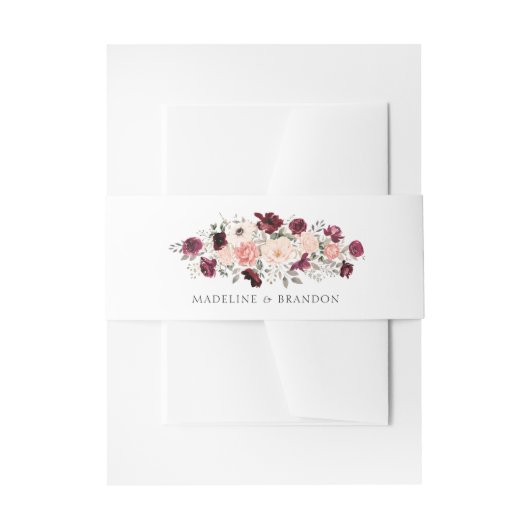 Bourgondië Blush Elegante bruiloft Uitnodigingen Wikkel (Voorkant Voorbeeld)