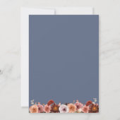 Bourgondië, Blush en Blauw Bloemen Bruiloft Kaart (Achterkant)