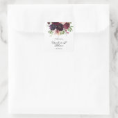 Bourgondië & Blush Floral Dank u Vierkante Sticker (Tas)