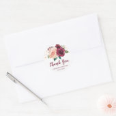 Bourgondië Blush Floral Lights bruiloft dank u Ronde Sticker (Envelop)