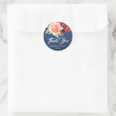 Bourgondië Blush Floral Navy bruiloft dank u Ronde Sticker (Tas)