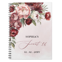 Bourgondië Blush Floral Sweet 16 gastenboek