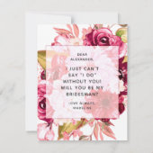 Bourgondië & Blush Floral wordt mijn bruidsman Kaart (Achterkant)