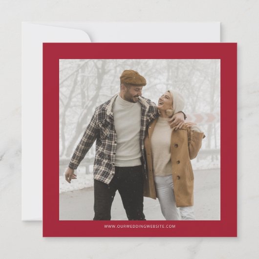 Bourgondië Blush Goud Bloemen Foto Save the Date Aankondiging (Achterkant)