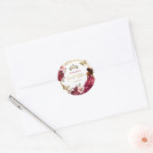 Bourgondië Blush Goud Bloemen Prinses Zoet 16 Ronde Sticker (Envelop)
