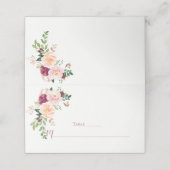 Bourgondië Blush Mauve Bloemen Boeket Place Cards Plaatskaartje (Buitenkant ongevouwen)